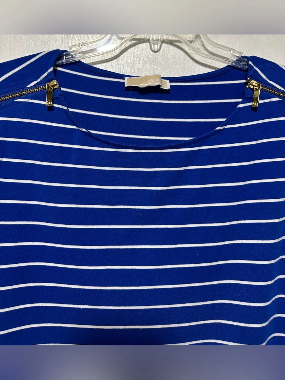 Michael Kors Blue and White Striped Tee